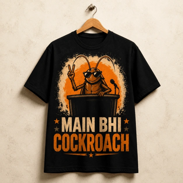 Main Bhi Cockroach Oversized Vintage Graphic T-Shirt | Cockroach Janta Party Official Streetwear
